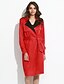 voordelige Damesjassen &amp; trenchcoats-Vrouwen Street chic Herfst / Winter Trenchcoat,Uitgaan V-hals-Lange mouw Rood / Grijs Effen Medium Polyester