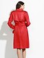 voordelige Damesjassen &amp; trenchcoats-Vrouwen Street chic Herfst / Winter Trenchcoat,Uitgaan V-hals-Lange mouw Rood / Grijs Effen Medium Polyester