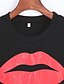 baratos T-Shirts de mulher-Feminino Camiseta Feriado Sensual Moda de Rua Verão,Estampado Algodão Raiom Decote Redondo Manga Curta Fina