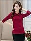 cheap Women&#039;s Sweaters-Women&#039;s Going out Casual Lace / Beaded Solid Colored Long Sleeve Regular Pullover, Shirt Collar Fall / Winter Black / Wine / Green