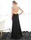 cheap Evening Dresses-Sheath / Column V-neck Floor Length Satin Formal Evening Dress with Crystal Detailing