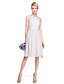 cheap Bridesmaid Dresses-A-Line Bridesmaid Dress Jewel Neck Sleeveless Elegant Knee Length Chiffon / Lace with Pleats 2022