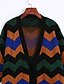 cheap Women&#039;s Sweaters-Women&#039;s Daily Casual Long CardiganStriped Red / Brown / Orange / Yellow Round Neck Long Sleeve