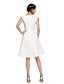 cheap Bridesmaid Dresses-A-Line Square Neck Knee Length Satin Bridesmaid Dress with Pleats by LAN TING BRIDE® / Open Back