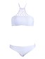 cheap Women&#039;s Swimwear &amp; Bikinis-Women&#039;s Swimwear Bikini Swimsuit Solid Colored White Halter Neck Bathing Suits Sports Ruffle