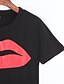 baratos T-Shirts de mulher-Feminino Camiseta Feriado Sensual Moda de Rua Verão,Estampado Algodão Raiom Decote Redondo Manga Curta Fina