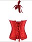 cheap Corsets &amp; Shapewear-Corset Women&#039;s Red Cotton Modal Overbust Corset Hook &amp; Eye Lace Up Jacquard