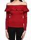 cheap Women&#039;s Sweaters-Women&#039;s Off The Shoulder|Ruffle Fashion All Match Solid Pullover,Casual/Work Long Sleeve Ruffle