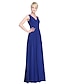 ieftine Rochii de Domnișoare de Onoare-A-Line V Neck Floor Length Georgette Bridesmaid Dress with Side Draping / Criss Cross by LAN TING BRIDE®