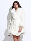 preiswerte Überbekleidung für Damen-Damen Ausgehen Anspruchsvoll Standard V-Ausschnitt Langarm Kunst-Pelz Rüsche Weiß XXXXL / XXXXXL / XXXXXXL