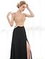 cheap Evening Dresses-Sheath / Column V-neck Floor Length Satin Formal Evening Dress with Crystal Detailing