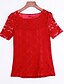 cheap Women&#039;s T-shirts-Women&#039;s Plus Size Sophisticated Summer T-shirtSolid Round Neck Short Sleeve Red Polyester Opaque