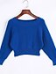 voordelige Damestruien-Dames Casual/Dagelijks Eenvoudig Kort Pullover Effen-Blauw / Wit / Zwart / Grijs Ronde hals Lange mouw Katoen / Acryl Lente / HerfstDun /