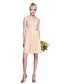 cheap Bridesmaid Dresses-A-Line V Neck Knee Length Chiffon / Lace Bridesmaid Dress with Lace / Sash / Ribbon by LAN TING BRIDE®