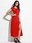 baratos Vestidos de mulher-Mulheres Tamanhos Grandes Maxi Vestido Renda Diário Delgado Cintura Alta Preto Vermelho
