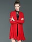 preiswerte Damen Pullover-Damen Standard Strickjacke-Lässig/Alltäglich Einfach Solide Rot V-Ausschnitt Langarm Polyester Herbst Mittel Dehnbar