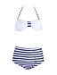 cheap Women&#039;s Swimwear &amp; Bikinis-Women&#039;s Swimwear Bikini Swimsuit Striped Blue Straped Bathing Suits Geometric Retro