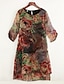 cheap Print Dresses-Women&#039;s Loose Knee Length Dress - Half Sleeve Floral Print Spring Summer Plus Size Chinoiserie Floral Dark Blue M L XL XXL 3XL 4XL 5XL