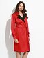 voordelige Damesjassen &amp; trenchcoats-Vrouwen Street chic Herfst / Winter Trenchcoat,Uitgaan V-hals-Lange mouw Rood / Grijs Effen Medium Polyester