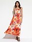 cheap Women&#039;s Dresses-Women&#039;s Beach Boho Maxi Swing Dress - Print Strap Summer Orange