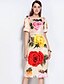 cheap Women&#039;s Dresses-Women&#039;s Daily Vintage Sheath Dress - Floral Fall Cotton Beige M L XL