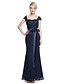 cheap Bridesmaid Dresses-Sheath / Column Straps Floor Length Lace Bridesmaid Dress with Bow(s) / Sash / Ribbon by LAN TING BRIDE® / Open Back