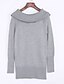 abordables Jerséis de Mujer-Mujer Casual Chic de Calle Un Color Pullover Algodón Manga Larga Largo Cardigans suéter Escote Barco Otoño Invierno Blanco Negro Gris