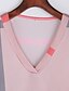 preiswerte Tops für Frauen in Übergrößen-Damen T Shirt Plaid V Ausschnitt Rosa Weiß Schwarz Täglich Bekleidung Baumwolle / Winter