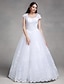 cheap Wedding Dresses-Wedding Dresses Ball Gown Queen Anne Short Sleeve Floor Length Lace Bridal Gowns With Beading Appliques 2023