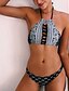 abordables Bikini-Femme Licou Noir Underwire Slip Brésilien Bikinis Maillots de Bain Maillot de bain - Géométrique Imprimé S M L Noir / Sexy