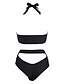 cheap One-piece swimsuits-Women&#039;s Solid Cross Cutouts Halter Neck Black One-piece Swimwear - Solid Colored S M L Black / Push-up / Racerback