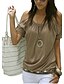 cheap Plus Size Tops-Women&#039;s T shirt Solid Colored Plus Size Off Shoulder Strap Casual / Daily Cut Out Short Sleeve Tops Streetwear White Black Khaki