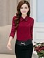 cheap Women&#039;s Sweaters-Women&#039;s Going out Casual Lace / Beaded Solid Colored Long Sleeve Regular Pullover, Shirt Collar Fall / Winter Black / Wine / Green