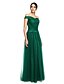 cheap Special Occasion Dresses-A-Line Off Shoulder Floor Length Tulle / Stretch Satin Prom / Formal Evening Dress with Pleats by TS Couture®