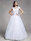 cheap Wedding Dresses-Wedding Dresses Ball Gown Queen Anne Short Sleeve Floor Length Lace Bridal Gowns With Beading Appliques 2023