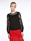 cheap Women&#039;s Blouses &amp; Shirts-Women&#039;s Embroidery Solid Red / Black Blouse,Round Neck Long Sleeve