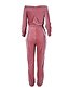 cheap Women&#039;s Jumpsuits-Women&#039;s Jumpsuit Solid Colored Boat Neck Daily Straight Long Sleeve Pink Blue S M L Fall
