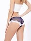 cheap Panties-Women&#039;s Mesh Lace Sexy Brief Patchwork Mid Waist Wine Royal Blue Black M L XL