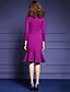 Χαμηλού Κόστους Γυναικεία Φορέματα-Γυναικεία Μεγάλα Μεγέθη Πάρτι Κομψό στυλ street Εφαρμοστό Τρομπέτα / Γοργόνα Φόρεμα - Μονόχρωμο, Με Βολάν Ως το Γόνατο Όρθιος Γιακάς