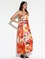 cheap Women&#039;s Dresses-Women&#039;s Beach Boho Maxi Swing Dress - Print Strap Summer Orange