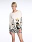 cheap Women&#039;s Sweaters-Women&#039;s Print White / Beige / Gray Pullover , Casual / Day / Simple Long Sleeve