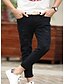 preiswerte Männerhosen-Herren Einfach Mittlere Hüfthöhe Micro-elastisch Jeans Lose Hose einfarbig