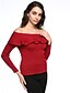 cheap Women&#039;s Sweaters-Women&#039;s Off The Shoulder|Ruffle Fashion All Match Solid Pullover,Casual/Work Long Sleeve Ruffle