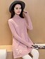 preiswerte Damen Pullover-Damen Lässig / Alltäglich Einfach Druck Langarm Lang Pullover Pullover Jumper, Rollkragen Herbst / Winter Wein / Schwarz / Rosa