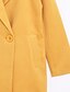 זול מעילים ומעילי גשם לנשים-אחיד צווארון חולצה מידות גדולות מעיל נשים,כחול / שחור / צהוב שרוול ארוך חורף עבה צמר / אחרים