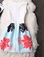 baratos Vestidos de mulher-Feminino Bainha Vestido, Casual Sensual Vintage Fofo Floral Estampado Decote Redondo Acima do Joelho Sem Manga Branco PoliésterPrimavera