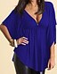 cheap Plus Size Tops-Women&#039;s T shirt Solid Colored Plus Size Deep V Going out Club Pleated Short Sleeve Tops Streetwear Blue Black Wine