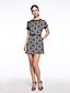 cheap Women&#039;s Dresses-Women&#039;s Going out Plus Size Vintage A Line Dress - Print Summer Black