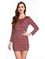 cheap Plus Size Dresses-Women&#039;s Casual / Day Print Sheath Dress , Round Neck Mini Polyester
