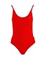 זול בגדי ים חלק אחד-אדום S M L אחיד, בגדי ים חלק אחד (שלם) בגד ים אדום לבן שחור קולר מוצק בגדי ריקוד נשים